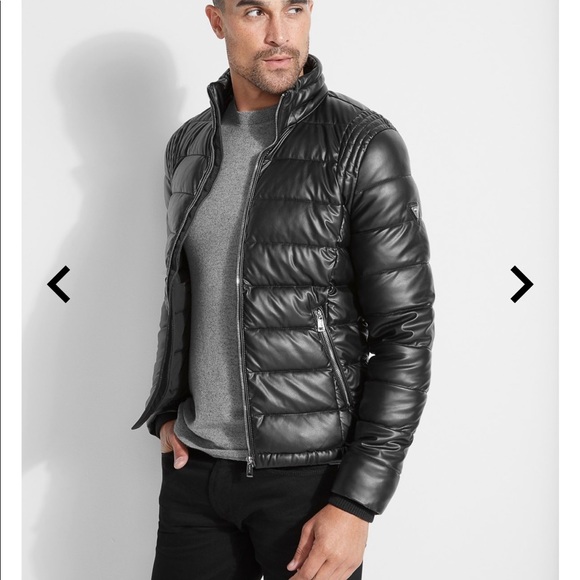 Men Guess Black Small Puffer Jacket